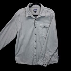Patagonia Grunge Mens Organic Cotton Gray Fjord Shirt Size L